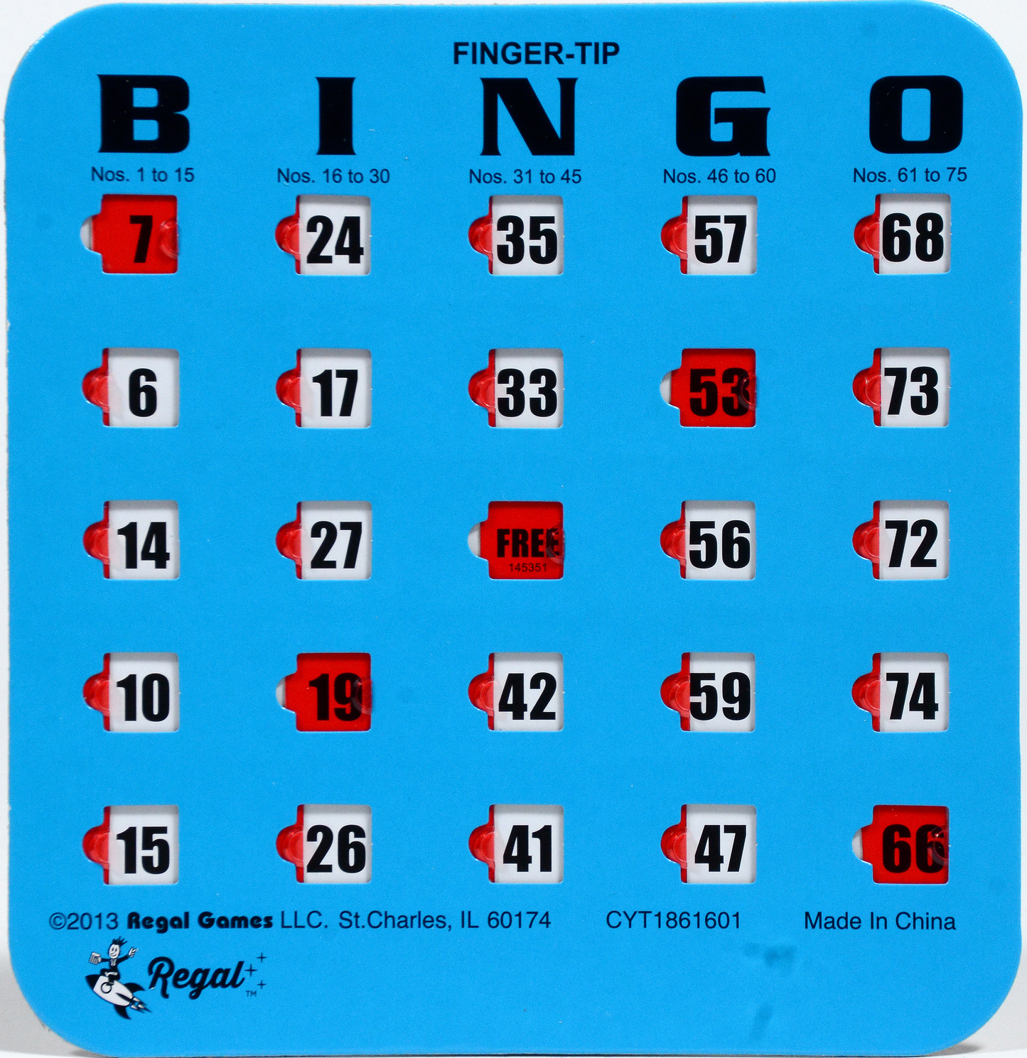 Standard Fingertip Shutter Slide Bingo Cards