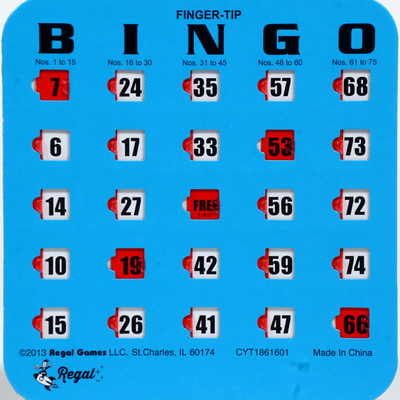 Standard Fingertip Shutter Slide Bingo Cards