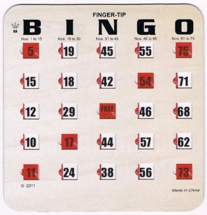 Standard Fingertip Shutter Slide Bingo Cards