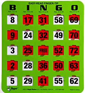 Jumbo Easy Read Shutter Bingo Cards- Green